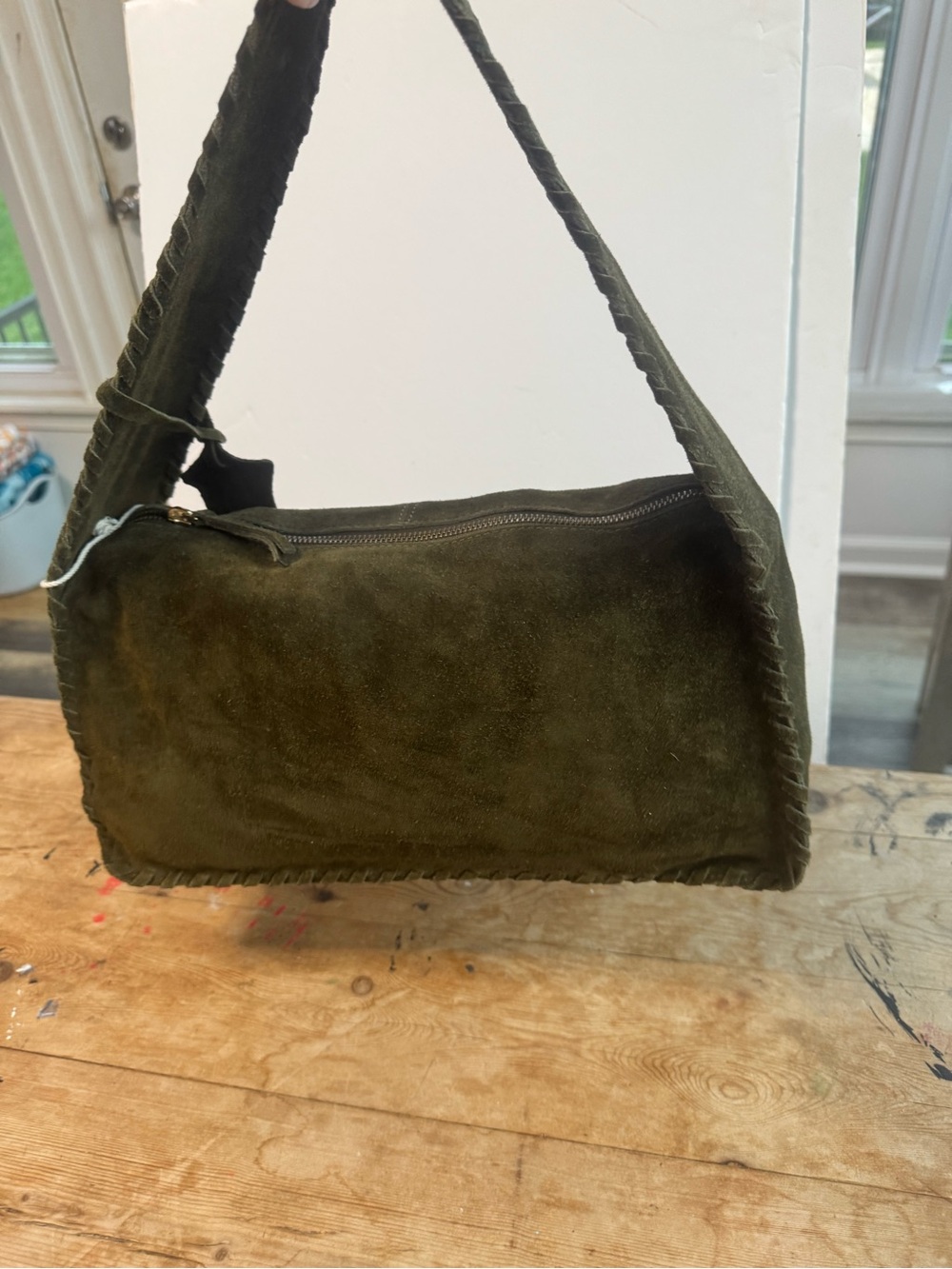 Haute Hippie Olive Green Braided Suede Shoulder Bag - Picture 5 of 16
